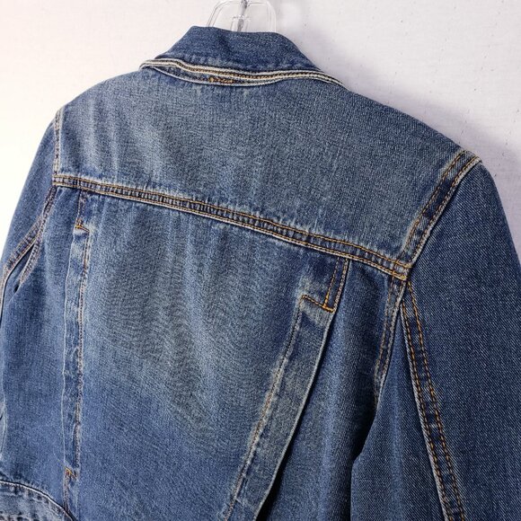 Free People Denim Jacket Jean Distressed Boho size S Casual - Picture 10 of 13